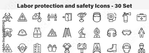 Labor Protection and Workplace Safety Line Icons