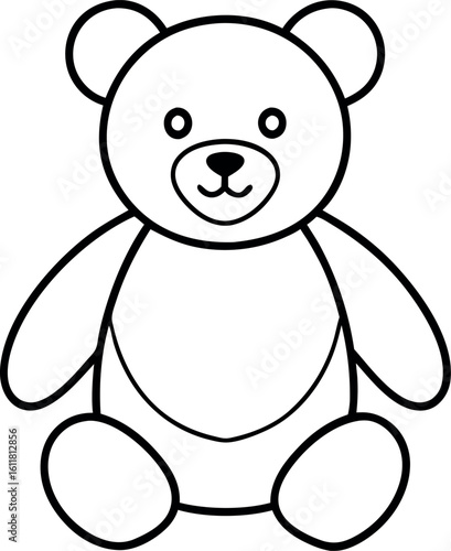 teddy bear outline coloring book page, teddy bear line art vector