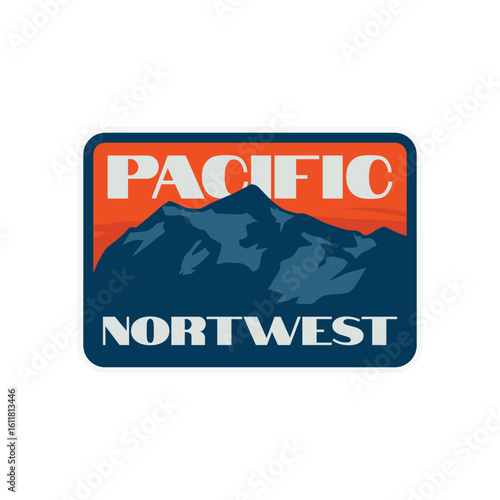 Pacific Northwest Mountains Badge patch Stickers Vector Illustration