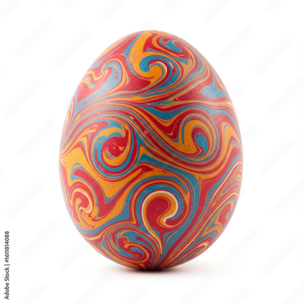 Fototapeta premium Easter egg with patterns, white background