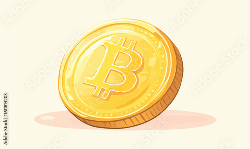 Shiny golden Bitcoin coin illustration symbolizing digital currency and financial growth