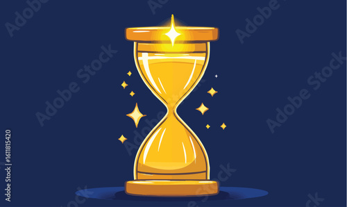 Sparkling golden hourglass symbolizes precious time, urgency, and opportunities waiting to be seized
