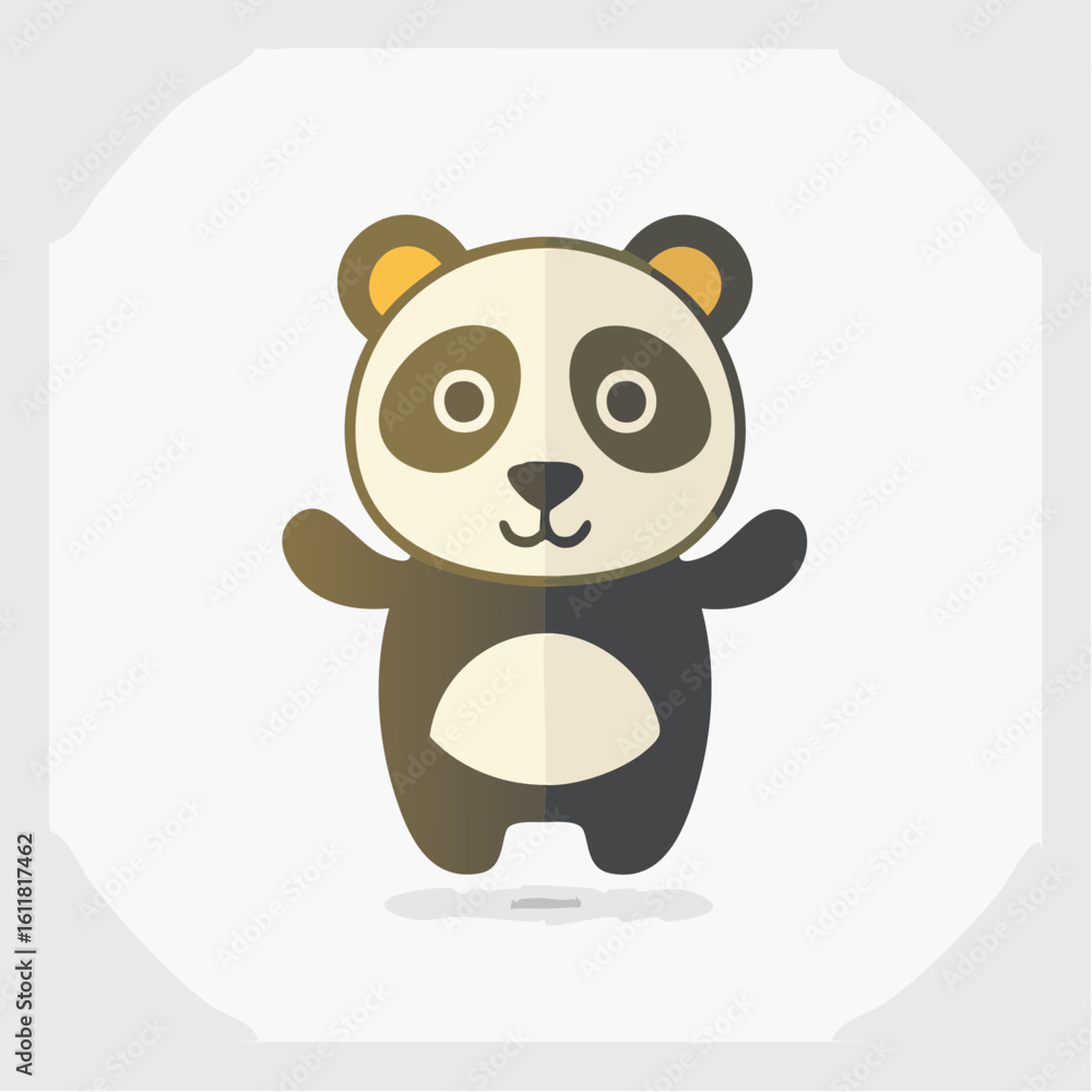 Fototapeta premium Cute Panda Illustration with Open Arms: A Cheerful and Engaging Image for Children