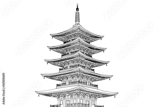 Elegant Japanese pagoda architectural detail offering timeless beauty and cultural significance for design projects
