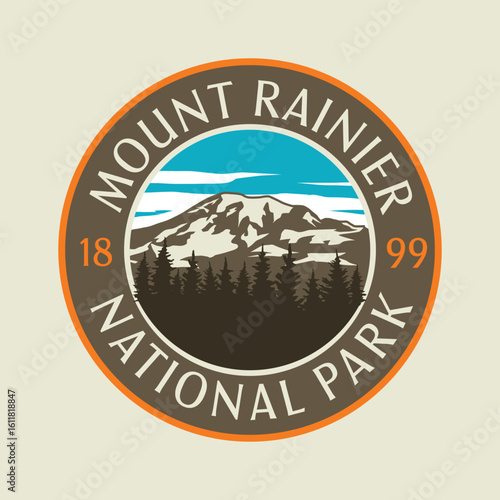 Mount Rainer National Park Badge Patch Emblem Stickers Vector illustration
