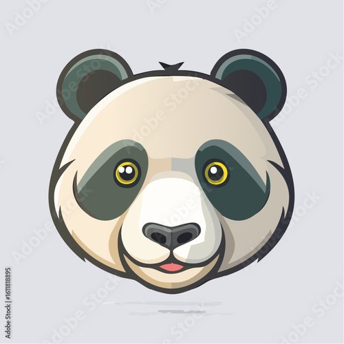 Adorable Panda Face Cartoon Illustration with Detailed Features and Playful Expression