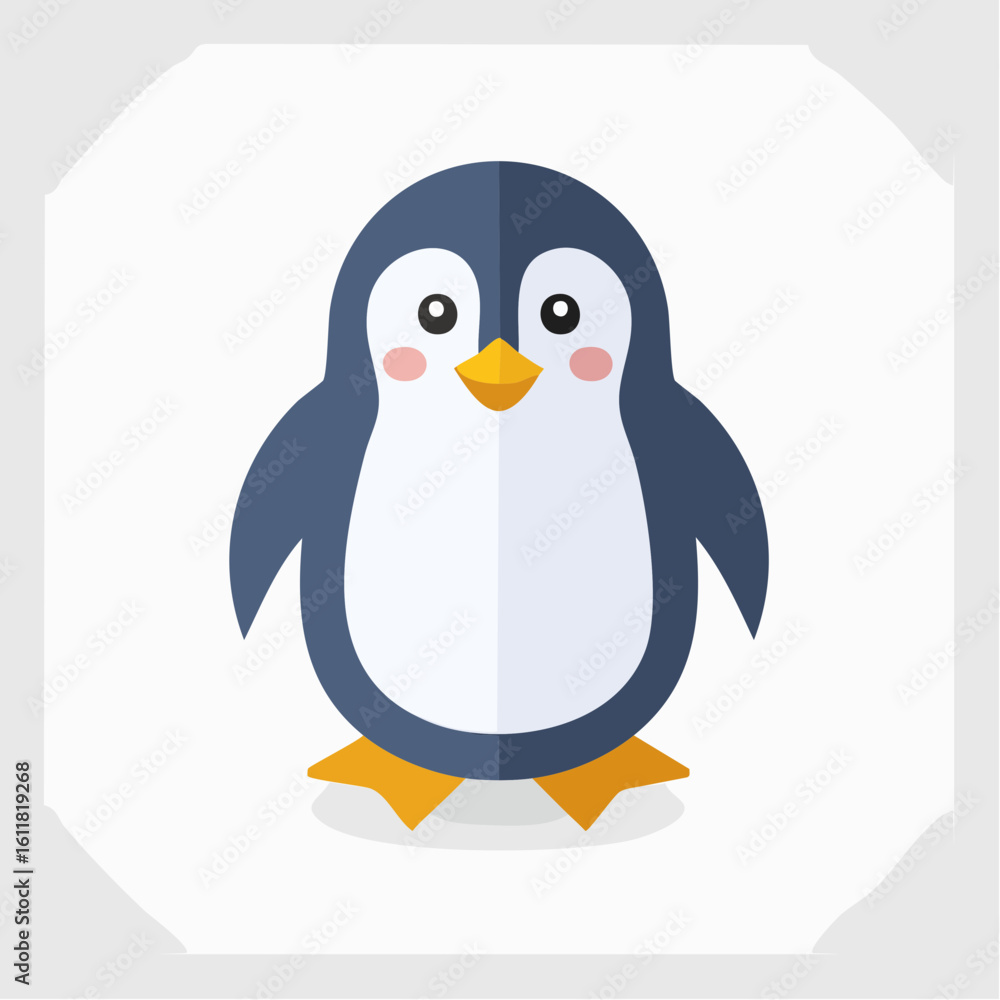 Obraz premium Adorable penguin illustration with a flat design and delightful character traits