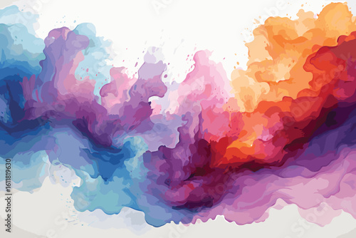 Vibrant watercolor splashes explode across the canvas, a dynamic symphony of colorful abstract expression. vector and illustration 