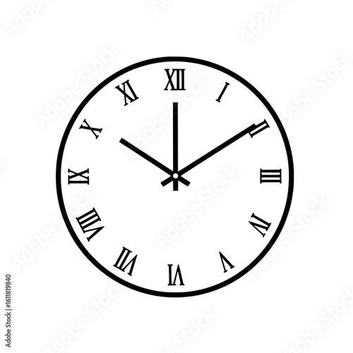 Modern analog clock face with Roman numerals, symbolizing time management and punctual appointments.