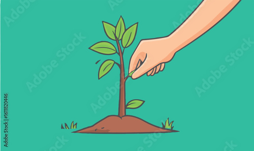 Nurturing growth with careful hands, a symbol of development and new beginnings.