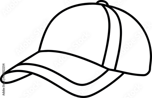 baseball cap coloring book page, trucker cap outline vector