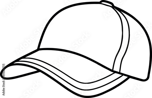 baseball cap coloring book page, trucker cap outline vector