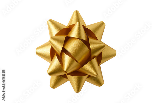 Golden star bow isolated on transparent background