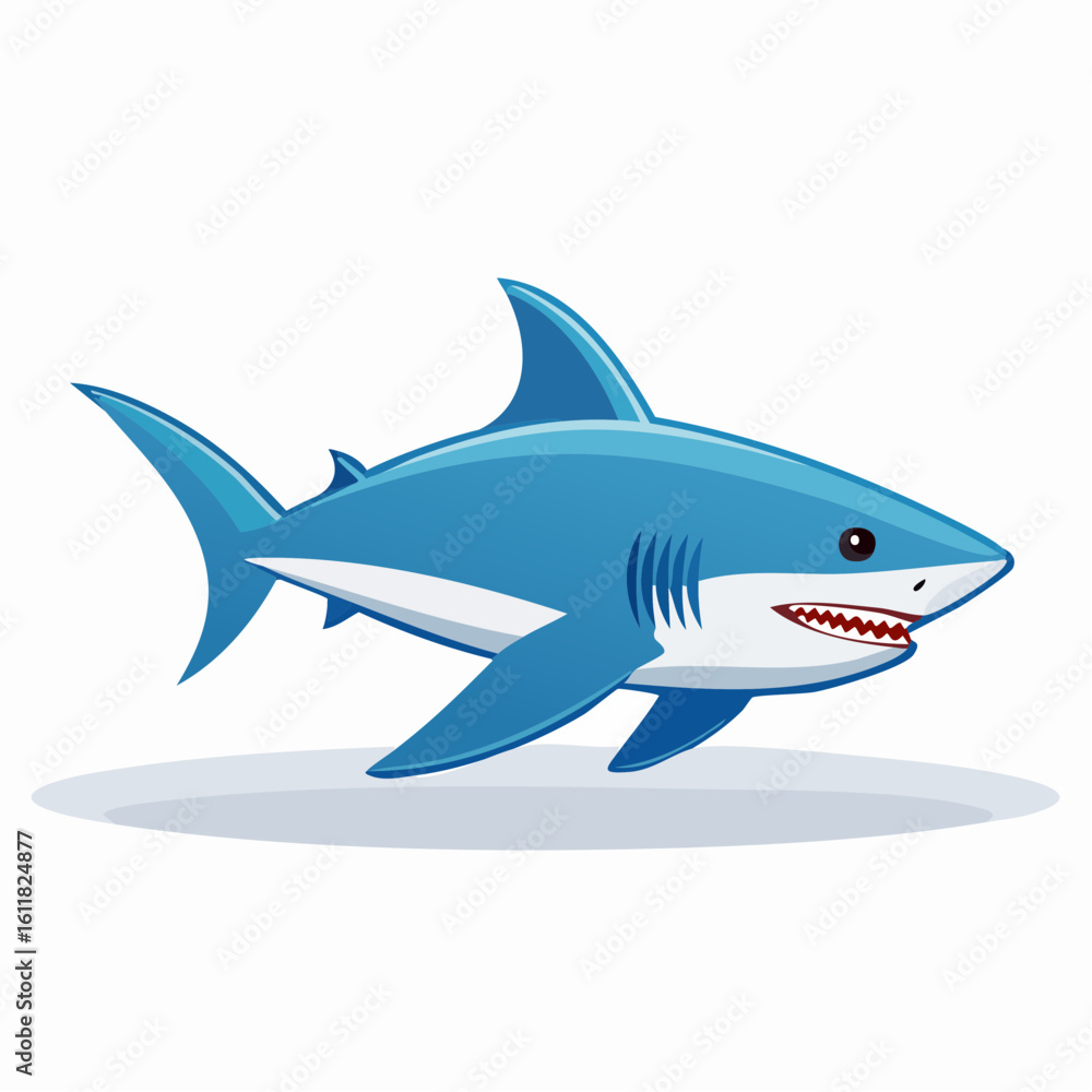 Obraz premium Cartoon Shark: A Colorful Illustration of Marine Life in Animated Style