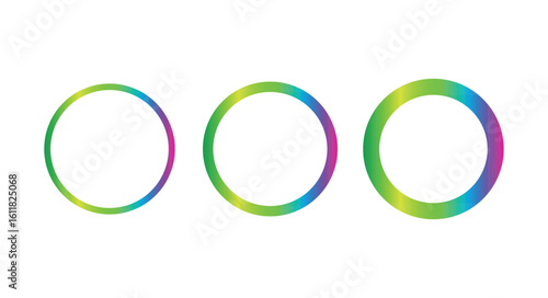 gradient abstract round shape icon set small, medium, high . colorful round shape png and vector illustration