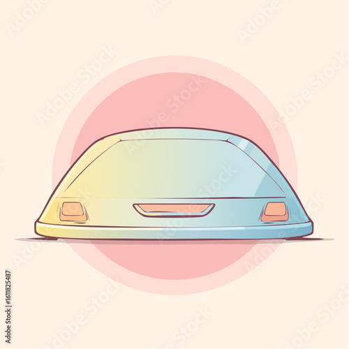 Sleek white futuristic vehicle rear with a large glass canopy and minimalist design.