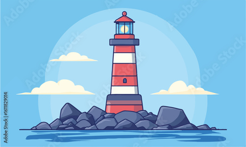 Iconic lighthouse guides ships safely through stormy seas with its powerful beacon illuminating the night