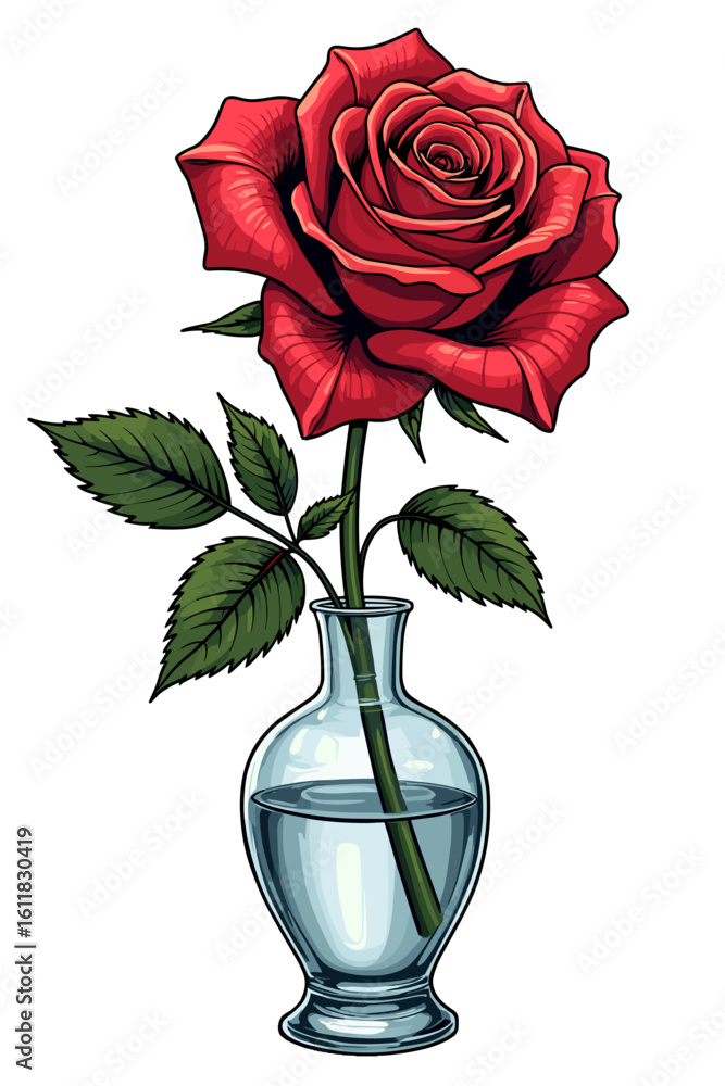 Fototapeta premium rose in crystal vase