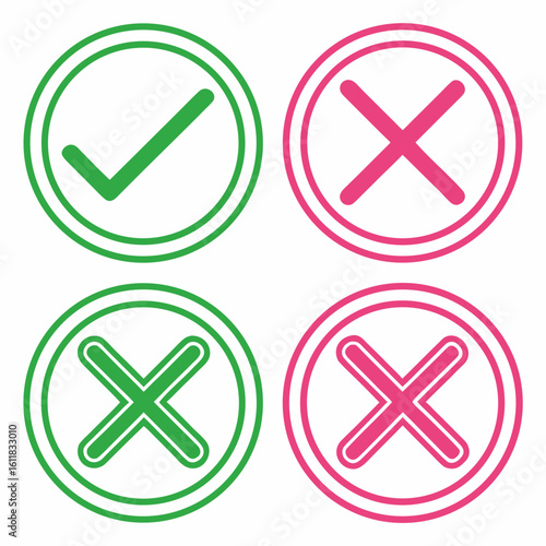 Check and Cross Icon Set for Web and App UI Design.