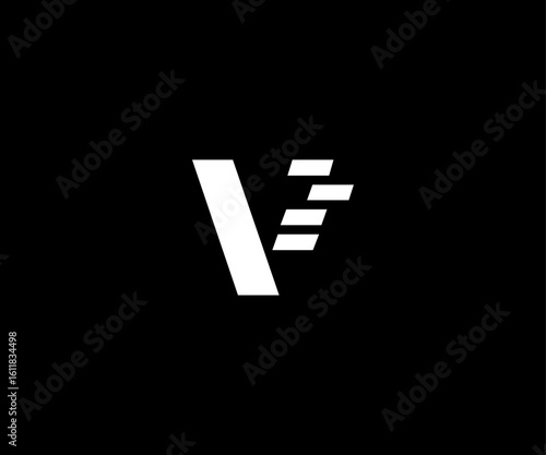 letter v tech minimal clean logo