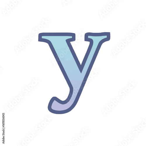 Stylized lowercase letter Y illustration with blue and purple gradient fill. Isolated alphabet character for graphic design projects.
