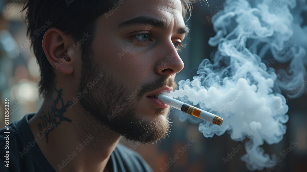 Fototapeta premium man smoking e-cigarette