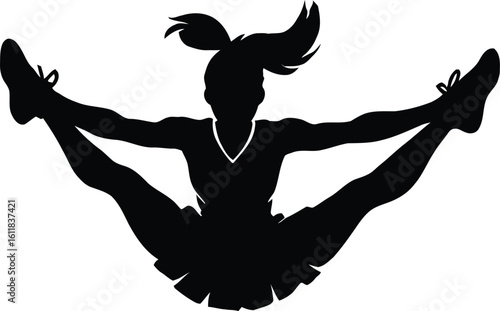 Cheerleader silhouette vector illustration performing jump cheerleading squad team