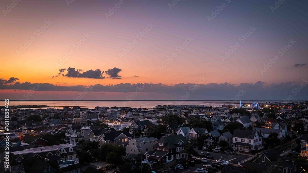 Obraz premium LBI, NJ Shore Aerial Photos of Sunsets