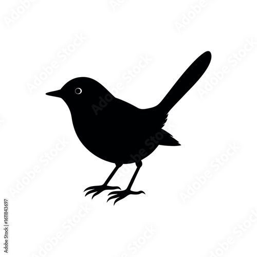 A scrubwren Bird's silhouette art vector illustration.