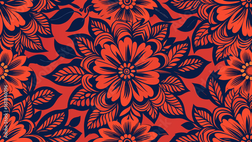 red black seamless floral pattern.pattern, japanese culture, seamless pattern, cherry blossom, background, floral pattern, design element, digitally generated image, east asian culture,