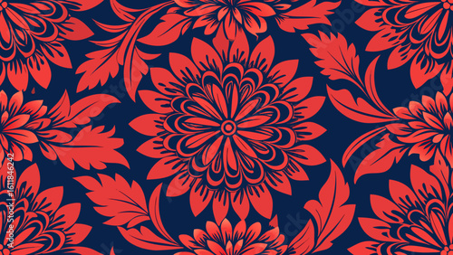 red black seamless floral pattern.pattern, japanese culture, seamless pattern, cherry blossom, background, floral pattern, design element, digitally generated image, east asian culture,