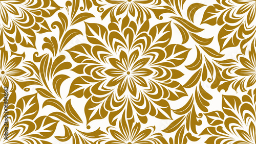 decorative floral pattern golden color isolated white backgrounds for Decorative wallpapers, knitted fabric textured, fabric printing, birthday invitation covers,ornament, floral, background, flower, 