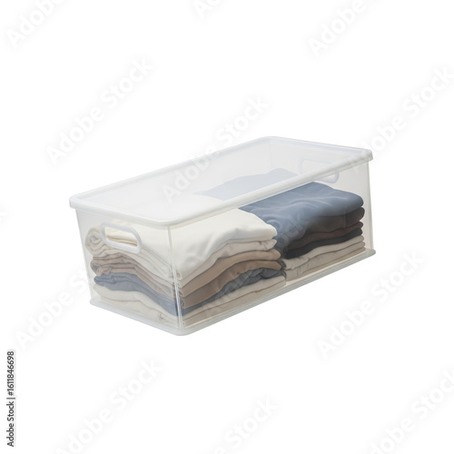 Wallpaper Mural Clear plastic storage box filled with folded clothing items Torontodigital.ca