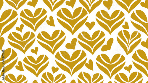 Seamless patterned abstract love hearts golden colors isolated white backgrounds for knitted fabric textured, fabric printing, birthday invitations covers,black background, celebration event,