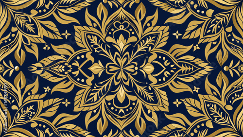 Motif Batik Ornament golden blue line color isolated white backgrounds for patterned fill, webs pages, surface textures,