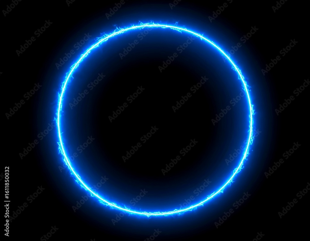 Obraz premium Bright blue glowing circle frame