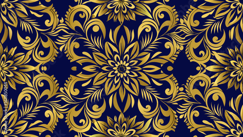 Motif Batik Ornament golden blue line color isolated white backgrounds for patterned fill, webs pages, surface textures,