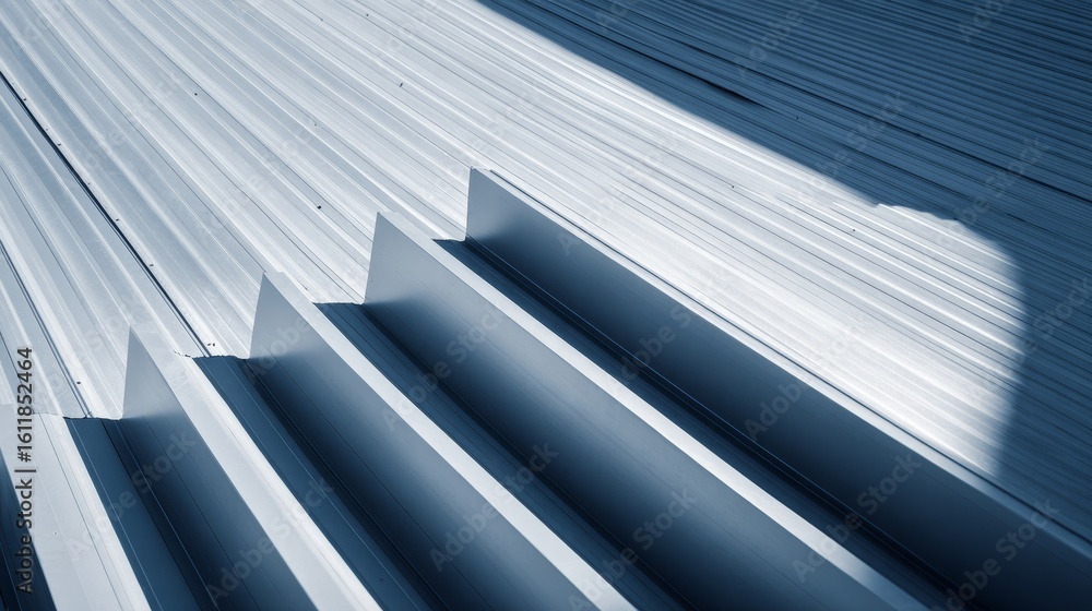 Obraz premium Modern metal roofing seams with geometric industrial lines