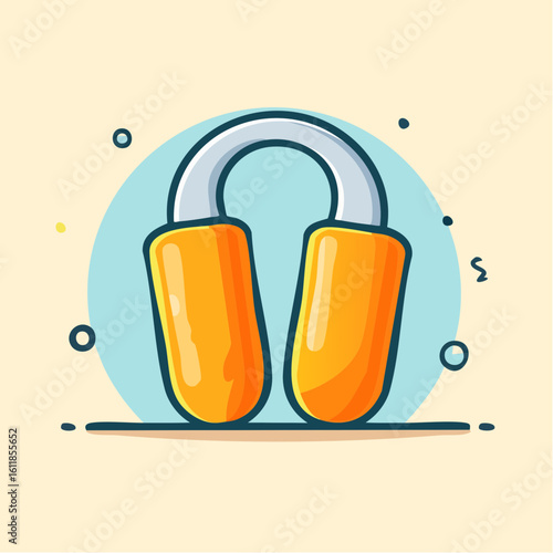 A cute cartoon padlock with a glossy orange body and a thick silver shackle depicted in a simple doodle style.