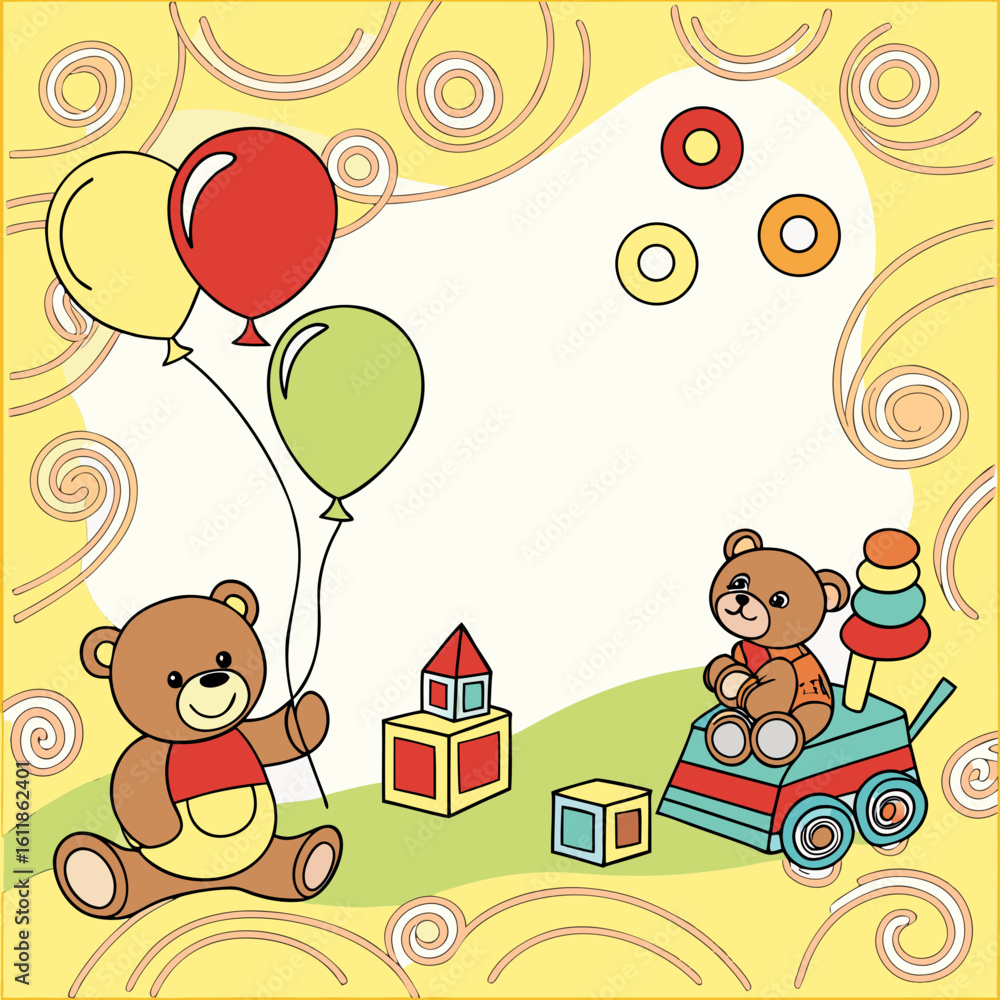 Fototapeta premium teddy bear with balloons