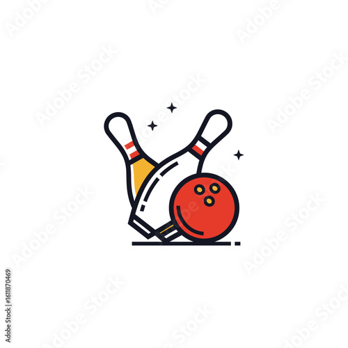 Bowling emblem icon logo flat vector design