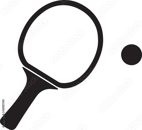 Table Tennis Paddle and Ball Icons Set. in silhouette vector.