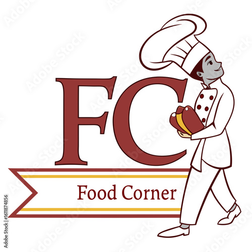 chef with a pizza vector art