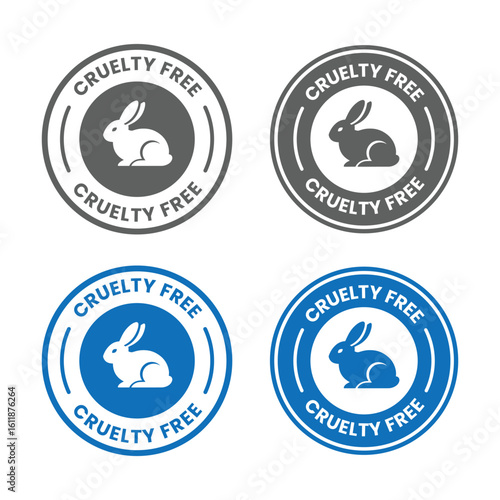 Cruelty Free Label Icon Set.  Not Tested on Animals Badge, Sticker, Symbol, Stamp, Logo. Green Flat Line Vector for Ethical, Vegan, Organic, and Animal-Friendly Product Packaging.