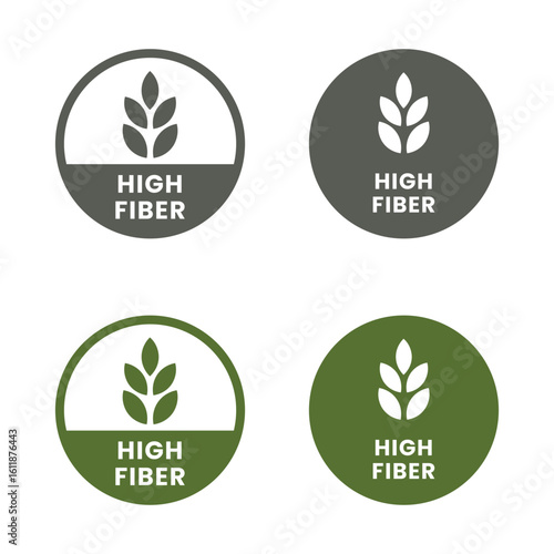 High Fiber Stamp Sign Vector Isolated. Healthy Food Icon for Product Packaging. High Fiber Label Design Element for Organic, Natural, and Nutrient-Rich Product Branding.

