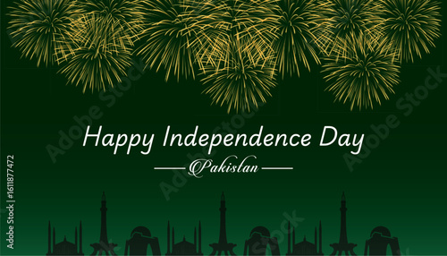 Pakistan Independence Day poster, banner, card, template with vector illustration 