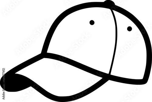 Black and white baseball cap with curved brim provides sun protection
