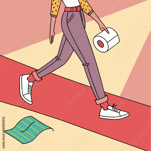 vector illustration of a woman with vacuum cleaner