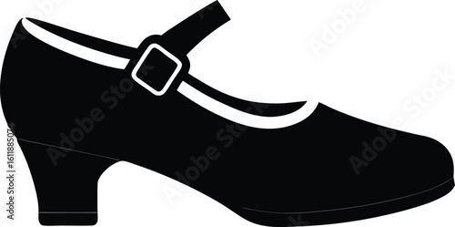 Mary Jane Shoe Silhouette vector Icon on white background