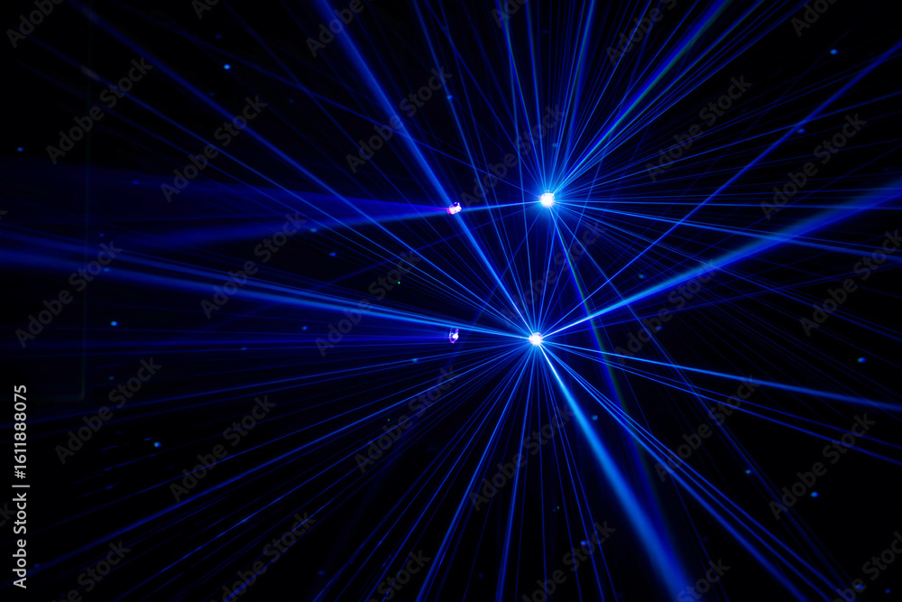 Fototapeta premium Blue beams in dark background.